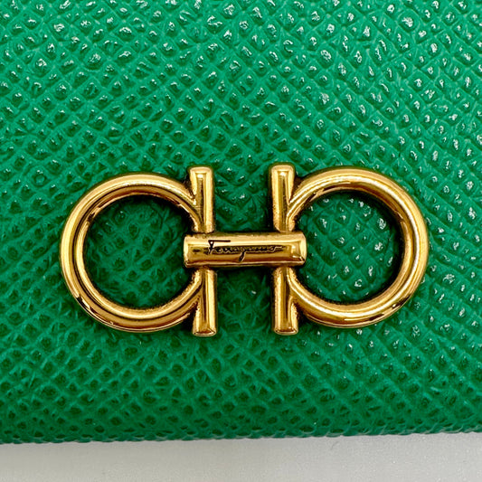 Ferragamo Gancini Credit Card Holder- Emerald Green
