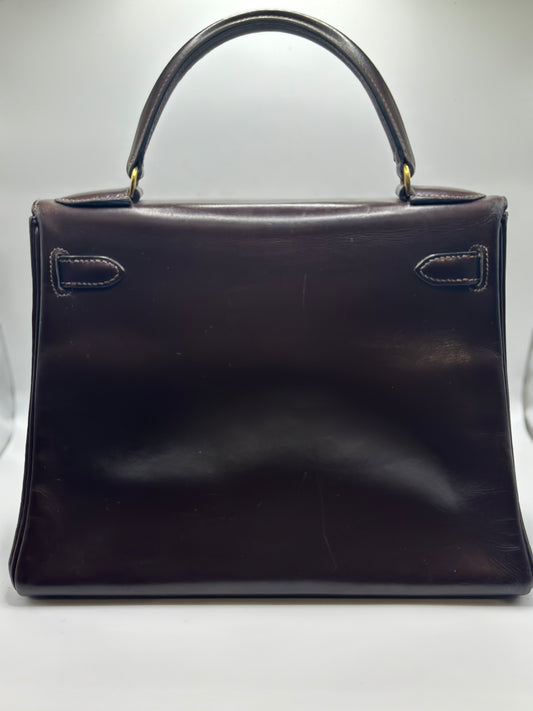 1967 Hermès Kelly 28 Retourne- Brown Box Leather