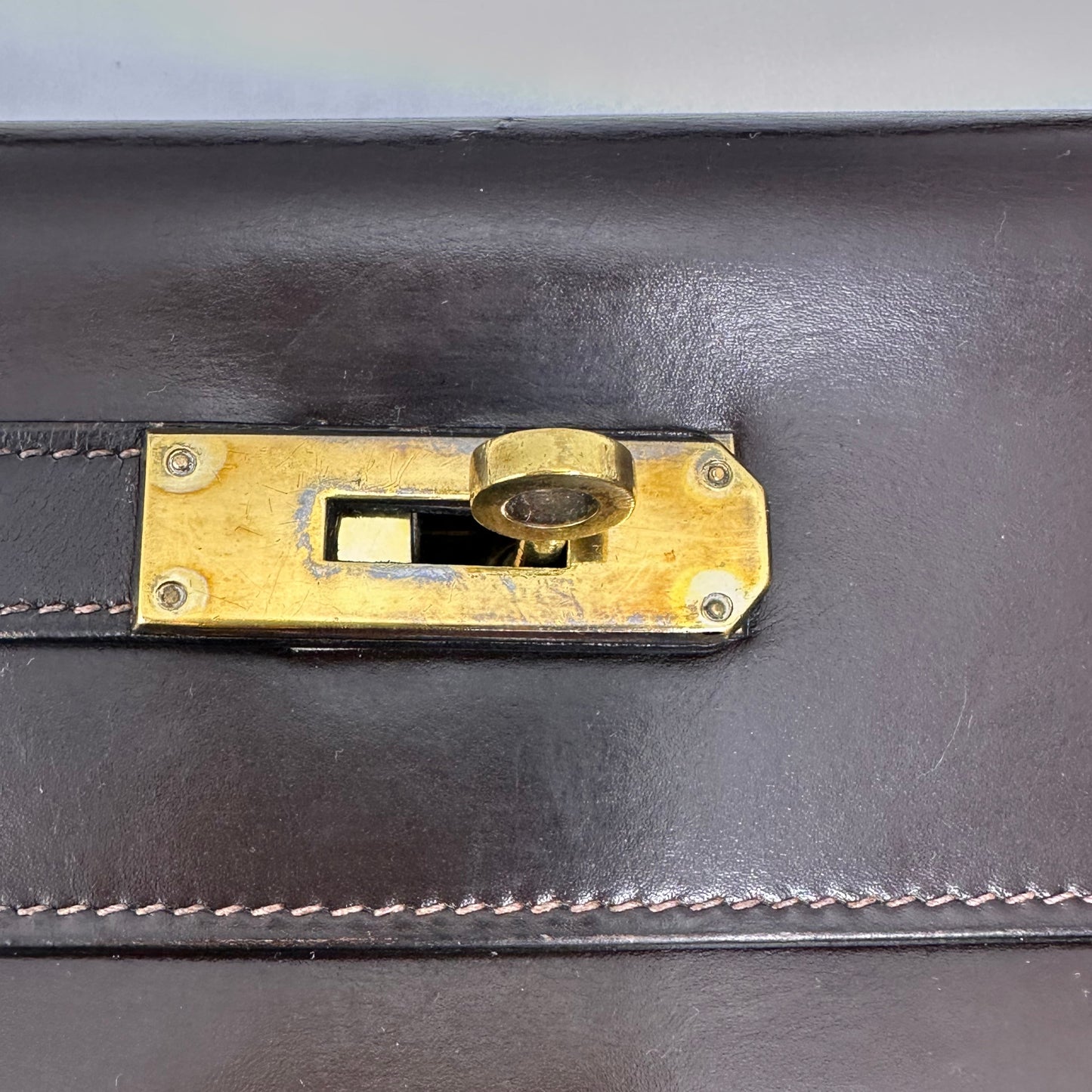 1967 Hermès Kelly 28 Retourne- Brown Box Leather