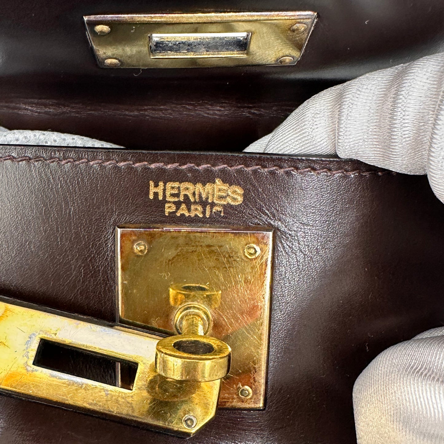 1967 Hermès Kelly 28 Retourne- Brown Box Leather