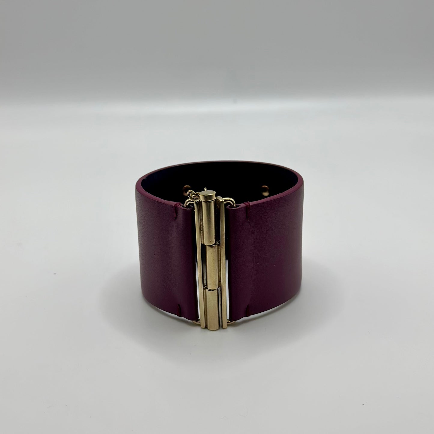 CHANEL Wide Leather Cuff- Raspberry