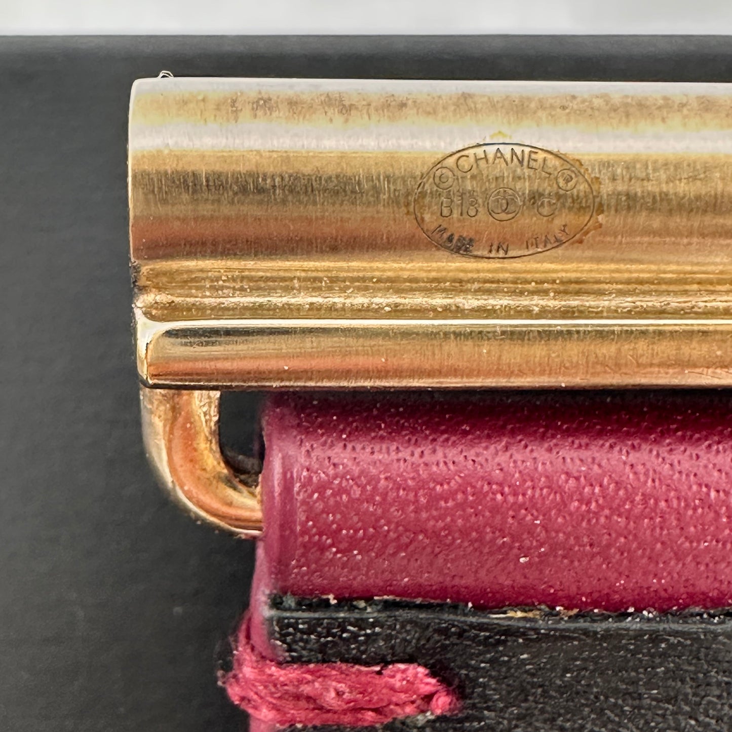 CHANEL Wide Leather Cuff- Raspberry