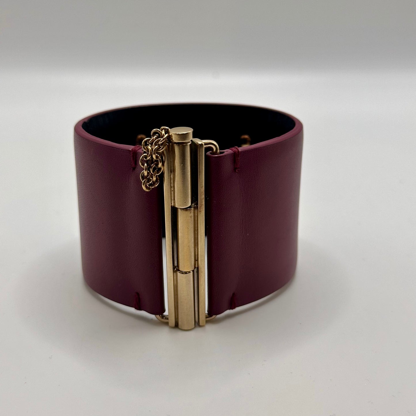 CHANEL Wide Leather Cuff- Raspberry