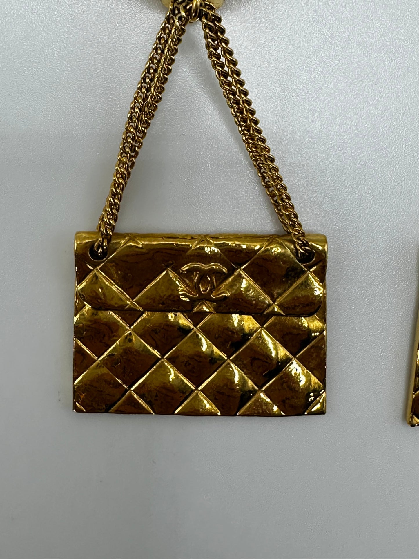 1988 CHANEL Vintage CC Coin Quilted Flap Earrings- 23P Collection