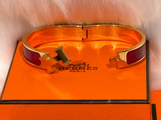 Hermès Clic H Bracelet – Red Enamel & Gold