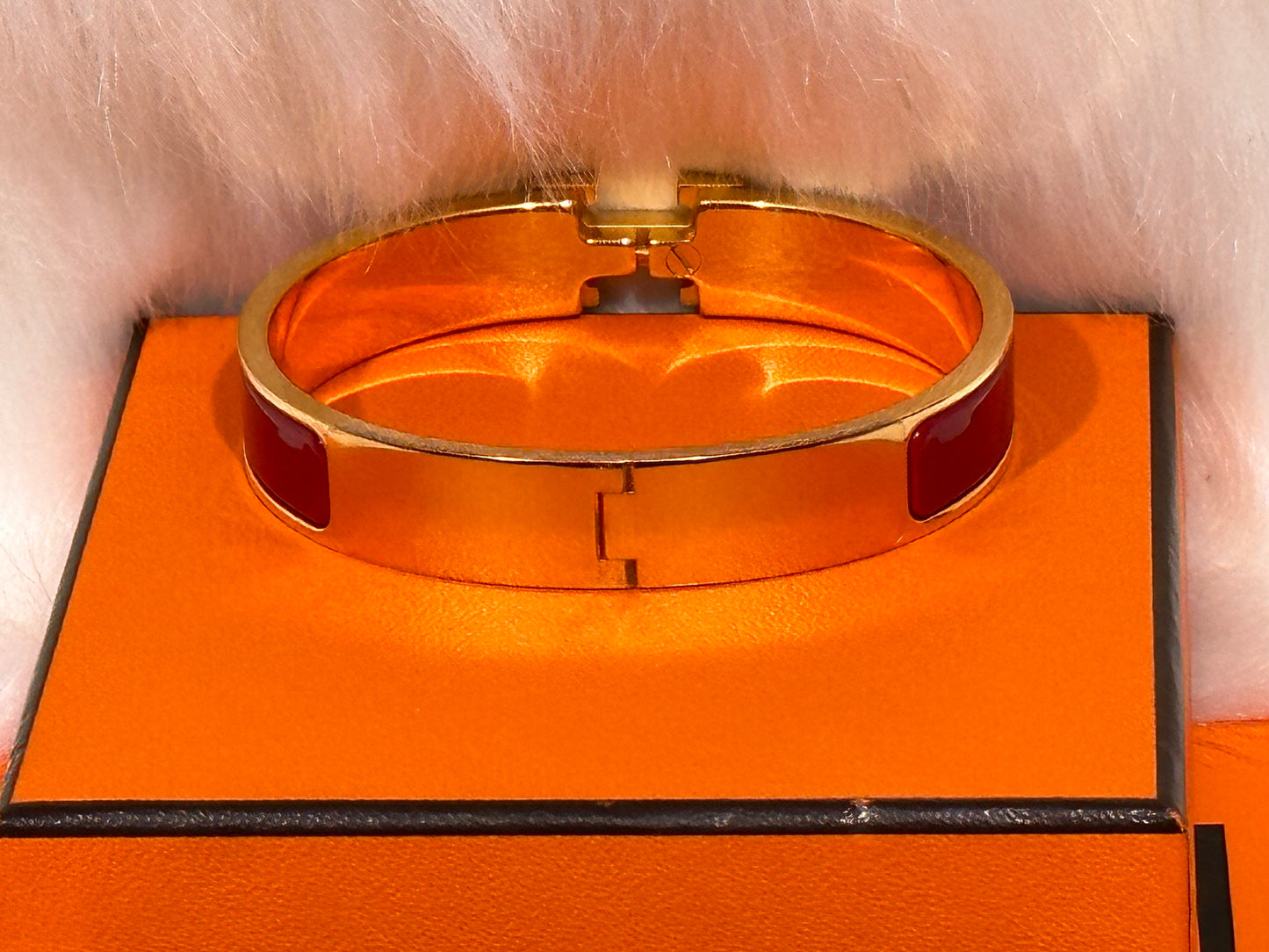 Hermès Clic H Bracelet – Red Enamel & Gold