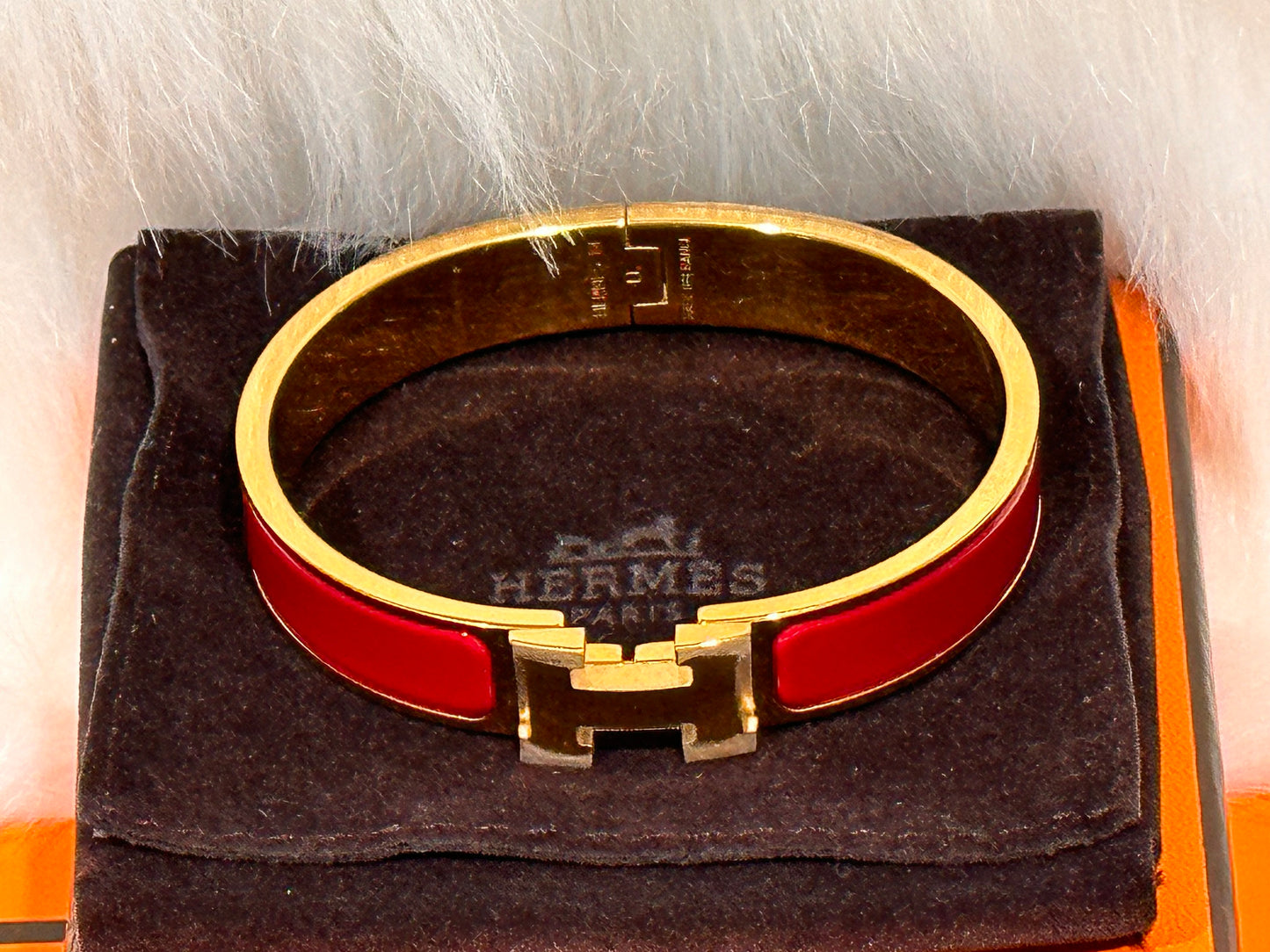 Hermès Clic H Bracelet – Red Enamel & Gold