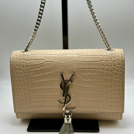 Saint Laurent Small Kate Tassel in Crocodile-Embossed Leather