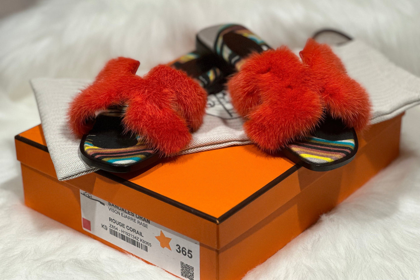 Hermès Oran Mink Fur Sandals – Size 36.5